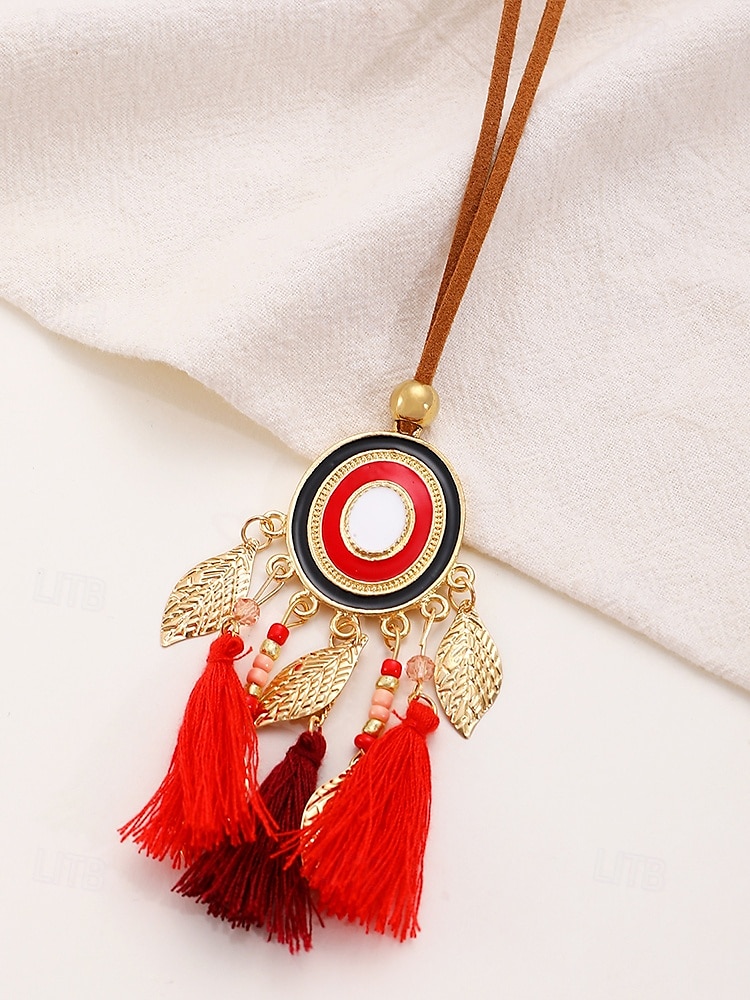 kvinners boho dusk halskjede med skinnsnor og drømmefanger anheng - perfekt for festivaler og bohem stil 2025 - $7.99 –P13