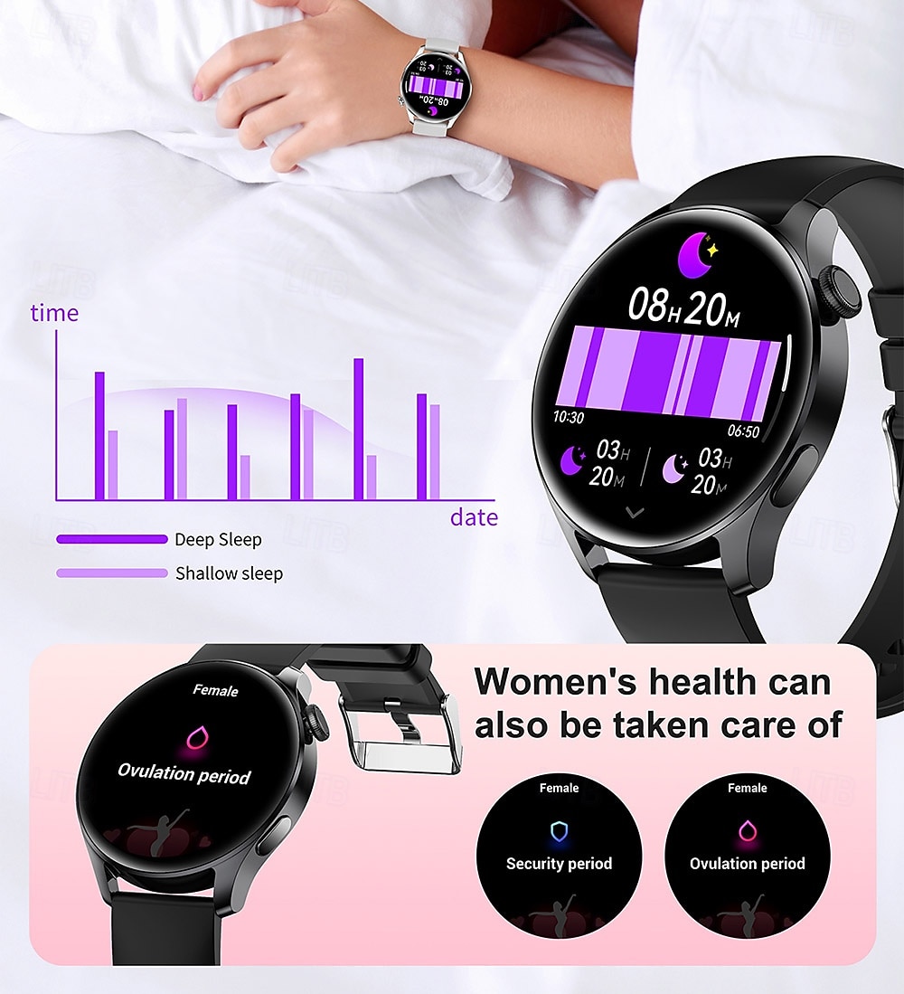 imosi 1,53-дюймовые смарт-часы для фитнеса, бега, шагомера, Bluetooth, напоминания о звонках, трекера сна, совместимые с Android, iOS, для женщин и мужчин, звонки без помощи рук, водонепроницаемые, 2025 - $37.99 –P12