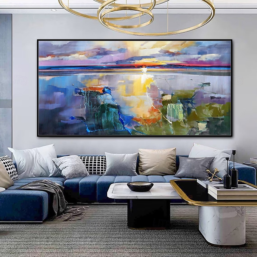 Mintura Handmade Lake View Oil Paintings On Canvas Wall Art Decoration Modern Abstract Landscape Picture For Home Decor Rolled Frameless Unstretched Painting 2025 - $77.99 –P3