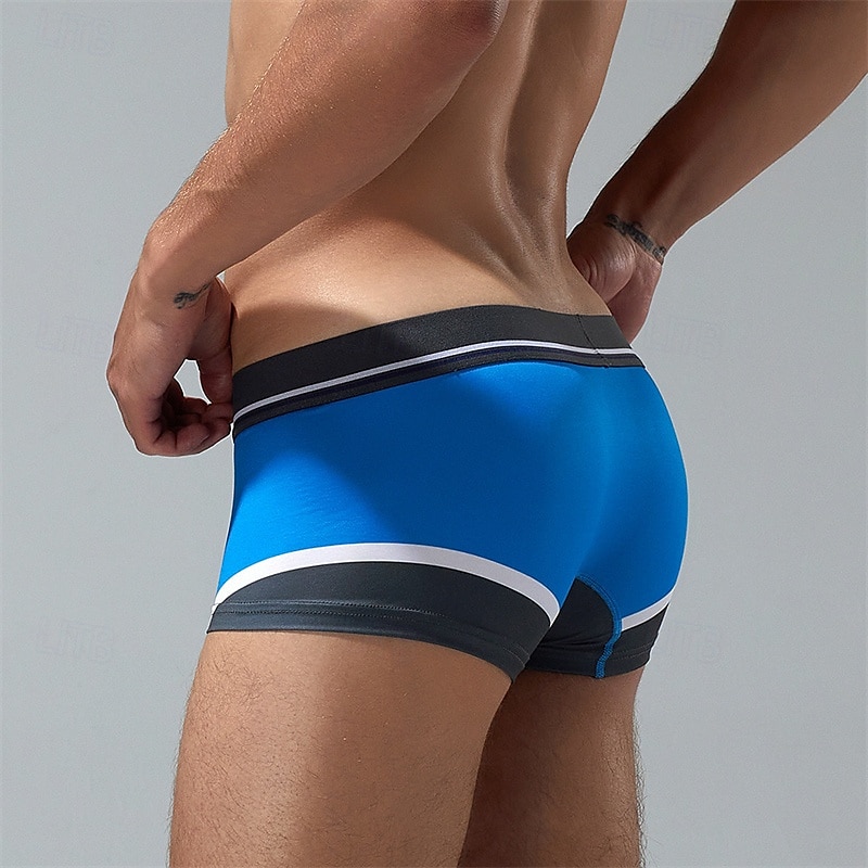 Men's 1 PCS Boxers Underwear Boxer Shorts Patchwork Polyester Breathable Soft Comfortable Color Block Letter Mid Rise Yellow Red 2025 - $10.49 –P13