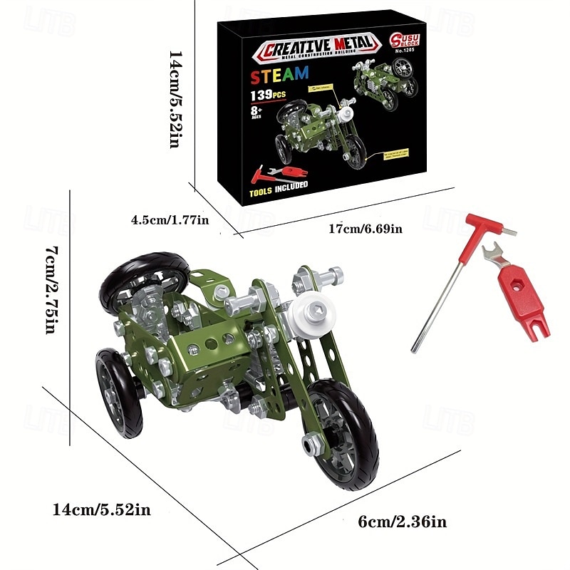139PCS Metal DIY Tricycle Model Building Kit for Kids  STEM Educational Toy Creative Assembly Motorcycle Blocks for Boys Ages 8-12 Years  Engineering Puzzle Set for Children Ideal Gift 2025 - $22.99 –P6