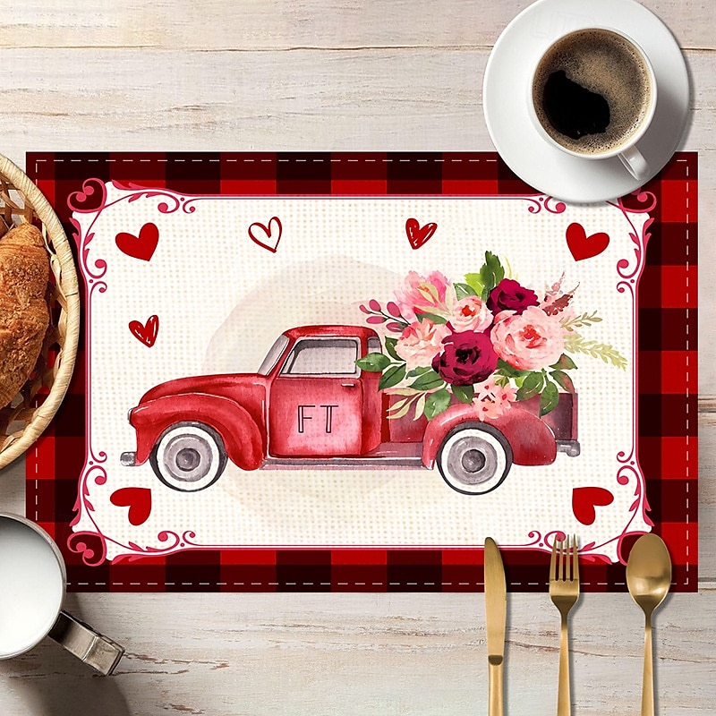 Valentine's Day Placemats Set of 4 Romantic and Decorative Table Mats Featuring Heart or Rose Patterns Durable and Heat-Resistant Perfect for Adding a Touch of Love to Your Dining Table Decor 2025 - $14.49 –P10