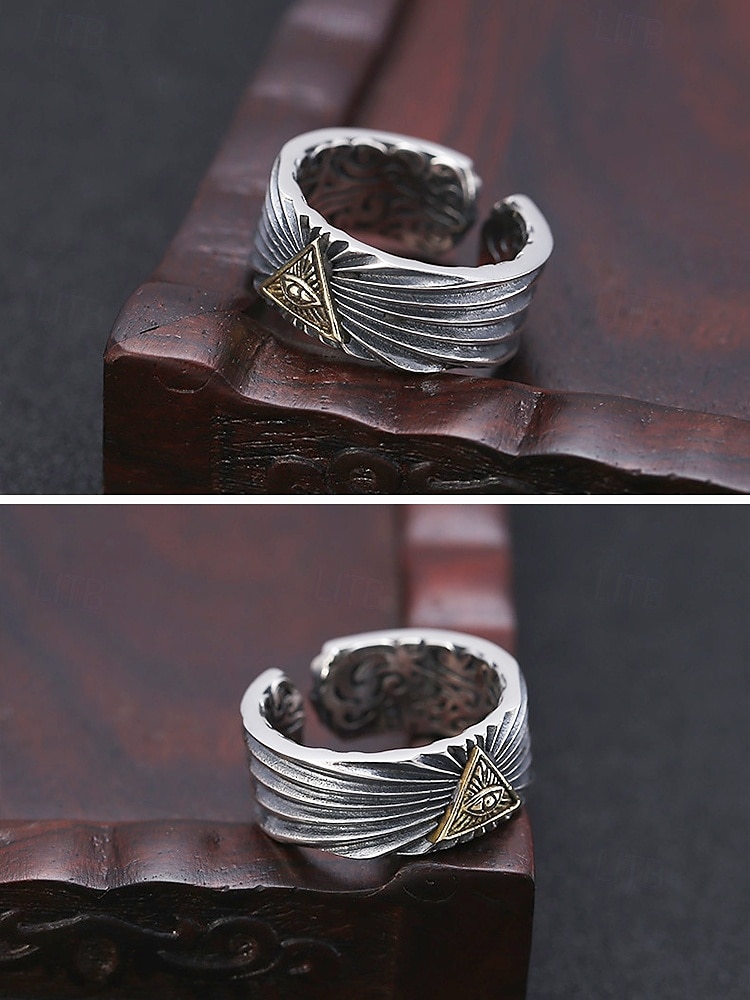 anello vintage regolabile da uomo - design occhio della provvidenza, perfetto per stili gotici e boho del 2025 a $9.99 –P5