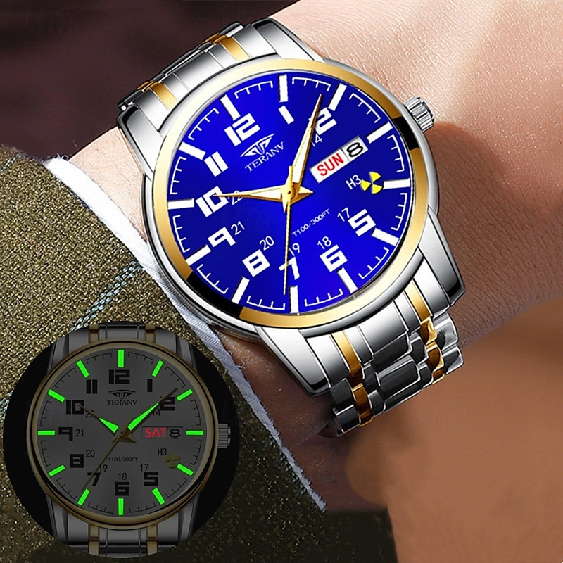 1 pz nuovo acciaio inossidabile con orologio da uomo digitale calendario settimanale display moda tendenza vita viaggio luminescente tempo libero sport affari orologio regalo di compleanno regalo di del 2025 a $22.99 –P3