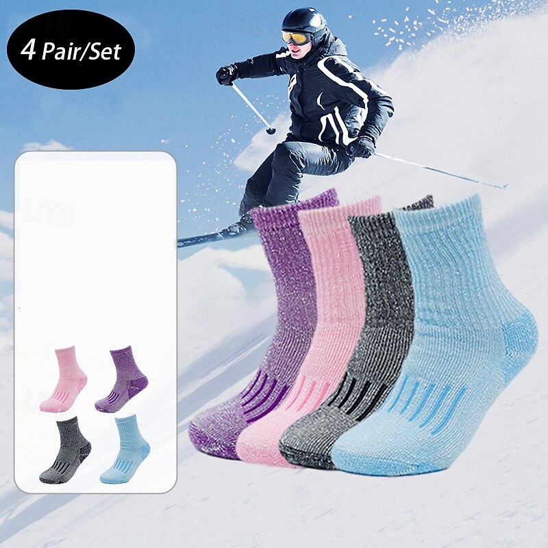 Mulheres Meias de compressão Meias de Esqui Ao ar livre Inverno Anti-Escorregar Térmico / Quente Meias Equipe para Acampar e Caminhar Snowboard Esportes de Inverno de 2025 por $27.99 -P1