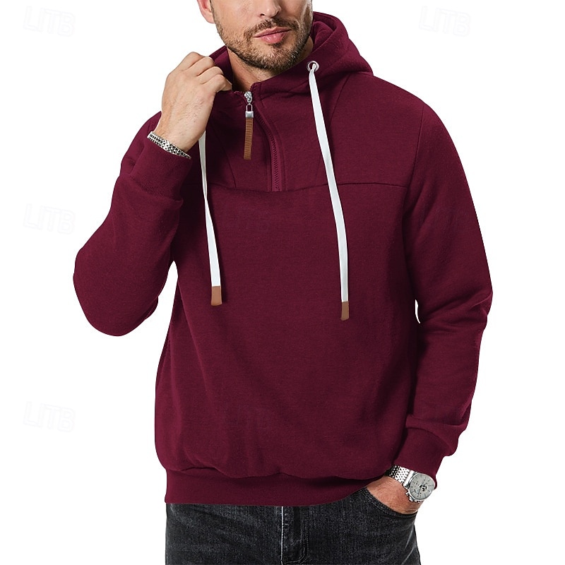 Pánské Kapuce Mikina se zipem na čtvrtletí Bílá Kapuce Bez vzoru Denní Sporty a outdoor Dovolená Šik ven Chladný Na běžné nošení Jaro & podzim Oblečení Mikiny s kapucí Mikiny Dlouhý rukáv 2026 - $28.99 –P6
