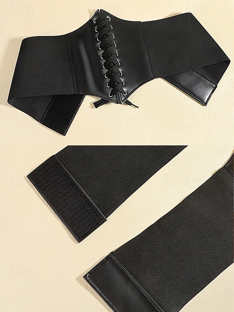 cinto de espartilho preto com cadarço feminino e bordado floral vermelho – modelador de cintura estiloso para vestidos e blazers de 2025 por $9.99 –P6