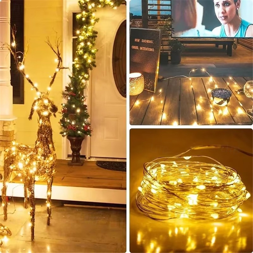 2 luci a LED USB, luci fatate impermeabili in filo di rame/argento da 2 m, 3 m, 5 m, 10 m e 20 m per decorazioni natalizie, per matrimoni e feste del 2025 a $9.49 –P4