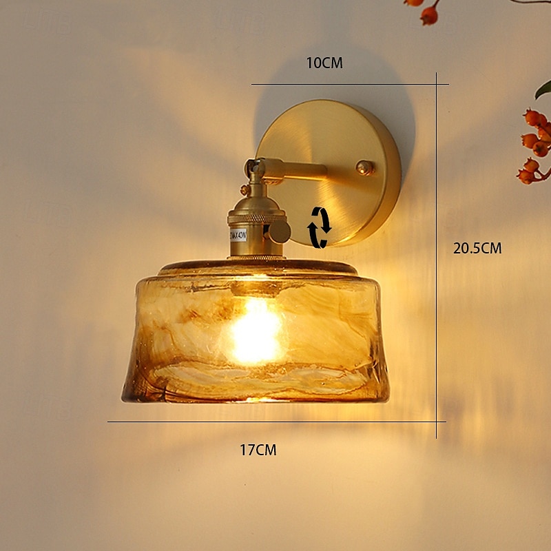 Modern Brass Wall Light Minimalist Sconces with Tea Color Glass Shade Wall Lamps with 90° Up and Down Adjustment 110-240V 2025 - $63.97 –P4