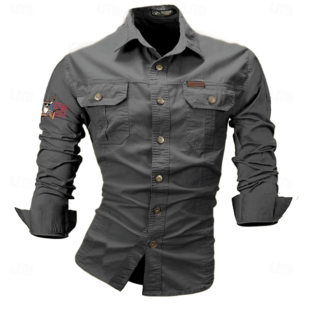 Homme Drapeau Américain Cerf Chemise de travail Chemise Western Chemise Cargo manche longue Western Occasionnel Sport & Loisir Sortir Chasse Hiver Printemps & Automne Col Rabattu Imprimé Noir Blanche de 2026 ? $29.99 –P3