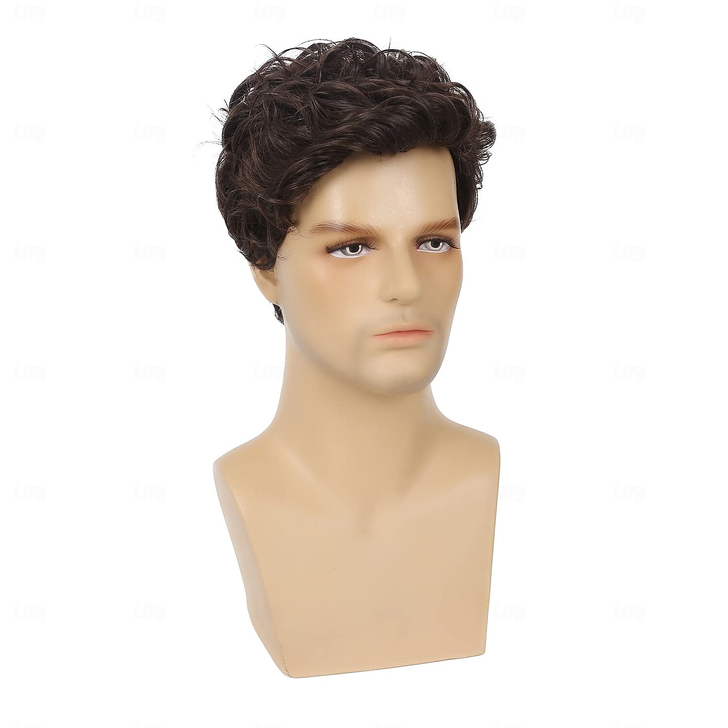 pánská krátká kudrnatá hnědá paruka syntetický halloween party cosplay kostým plné paruky pro muže 2025 - $18.99 –P3