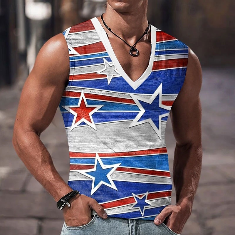 Święto Weteranów Męska Patriotyczna Koszulka z Grafiką Flagi Narodowej Tank Top Bez Rękawów Koszulka dla Mężczyzn Bez Rękawów Koszulka 3D Print V Neck Koszulka Projektanta Casual Muscle Sporty 2025 - $14.99 –P3