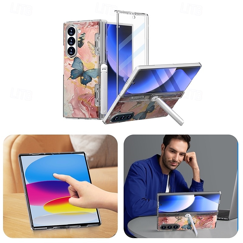 כיסוי טלפון ל-Z Fold 6 כיסוי ארנק עם מחזיק סטנד מחזיק עיפרון עמיד בפני זעזועים רטרו TPU PC 2025 - $29.99 –P2