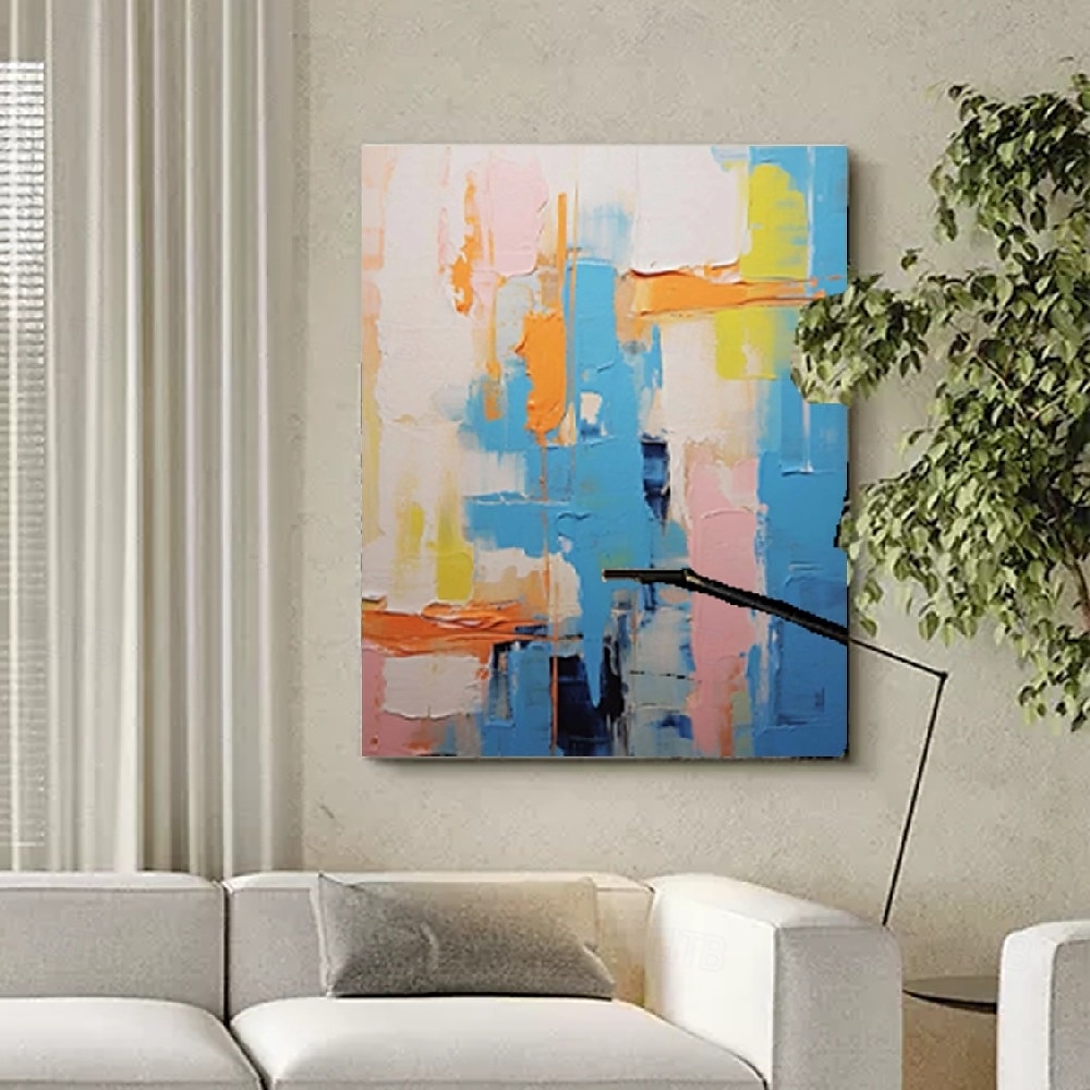 3d blauw abstract schilderij handgemaakte zonsondergang hedendaagse abstracte landschapsschilderij moderne perzik en roze landschapsschilderij wandkunst groot ingelijst canvas schilderij moderne 2025 - $116.99 –P7