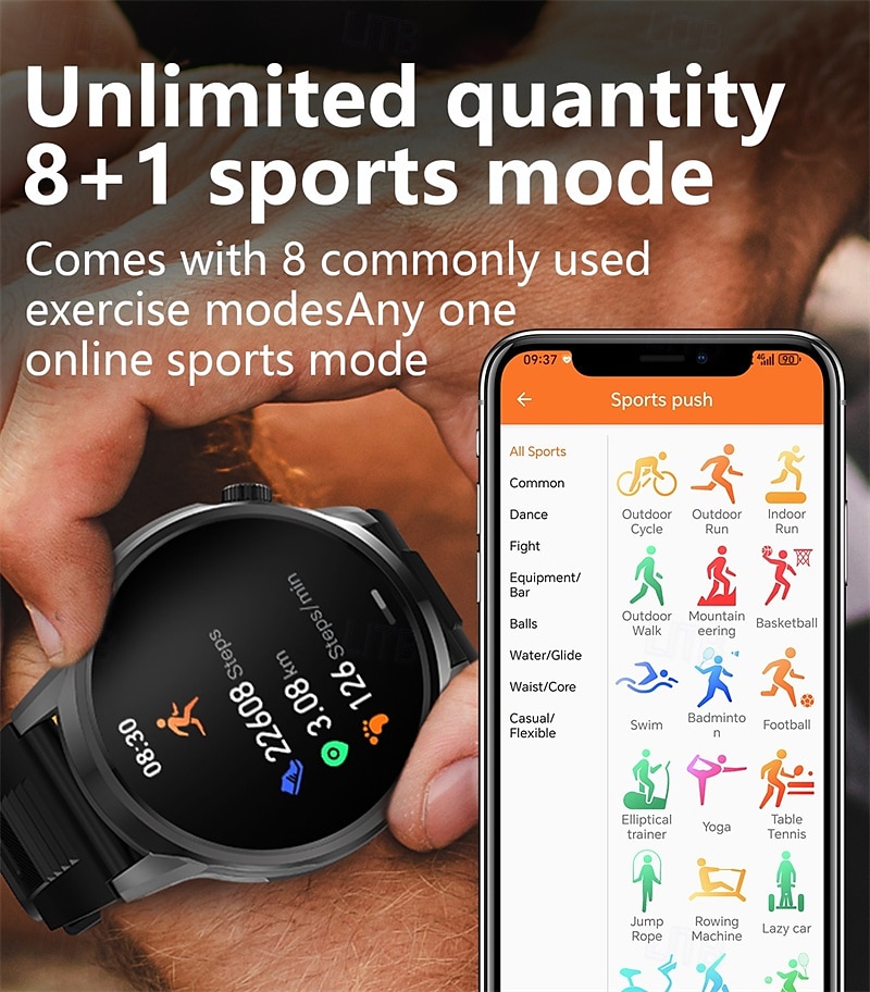 2025年 EX100 スマートウォッチ 1.95 インチ スマート·ウォッチ ブルートゥース 歩数計 着信通知 フィットネスモニター と互換性があります Android iOS 女性 男性 長時間スタンバイ ハンドフリーコール 防水 IP 67 55mmウォッチケース  コレクション – $58.99 –P7