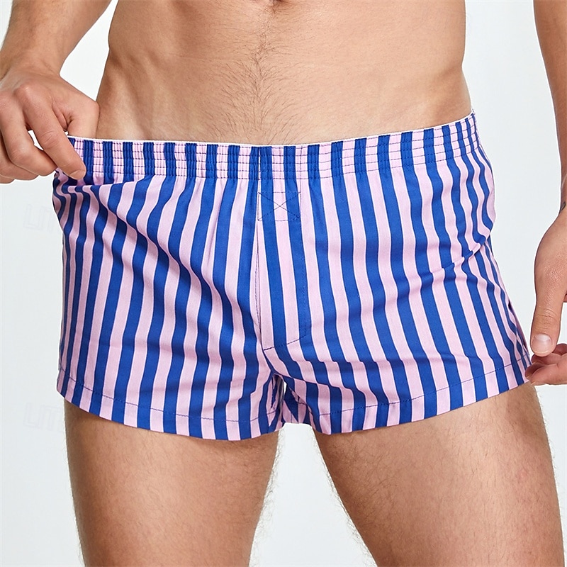 Hombre 1 pc Boxer Boxers Cintura elástica 100% Algodón Transpirable Suave Cómodo Raya Tiro Medio Blanco Amarillo 2025 - $11.49 –P11