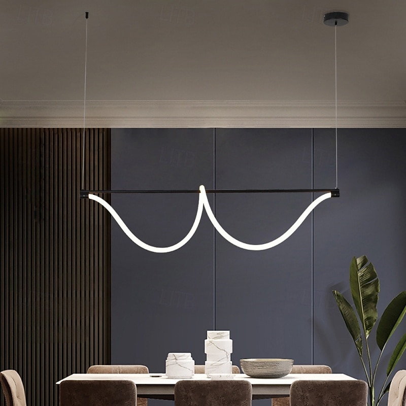 lampada a sospensione lineare sottile in metallo con tubo lungo e paralume in silicone lampada a sospensione a led lampade a goccia nere a flute 110-240v del 2025 a $249.99 –P9