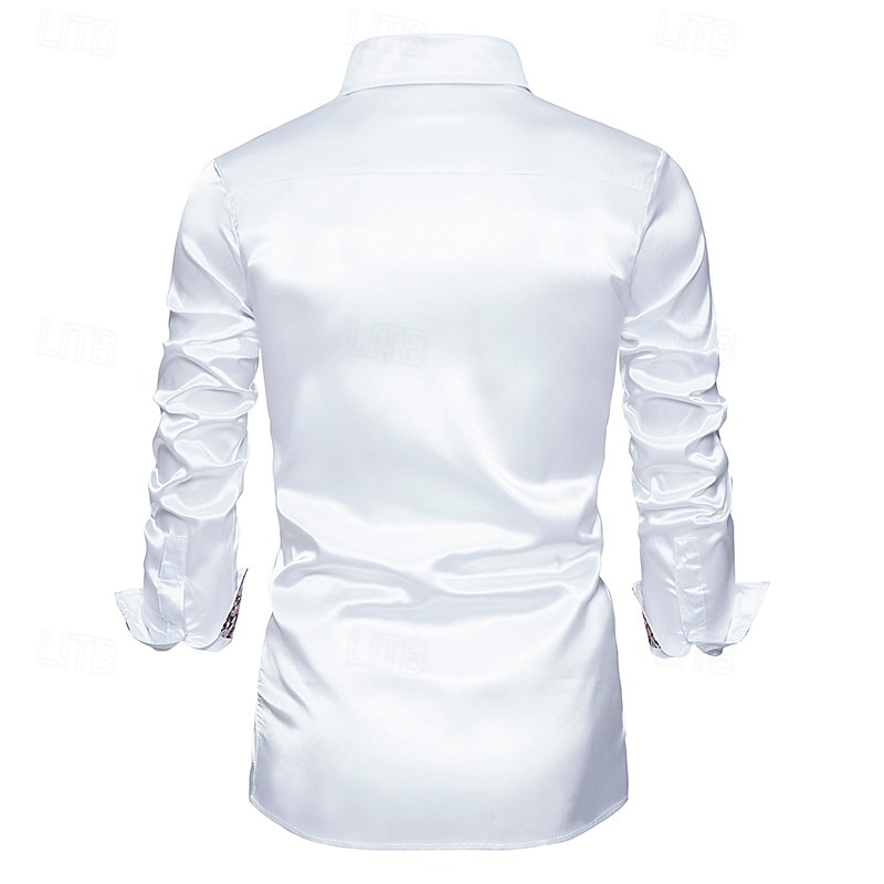 Per uomo Camicia Camicia in raso Maglietta informale Camicia con bottoni Motivo cashemire Matrimonio Da mare Nero Champagne Blu marino Manica lunga Colletto Primavera & Autunno Abbigliamento del 2026 a $28.99 –P5
