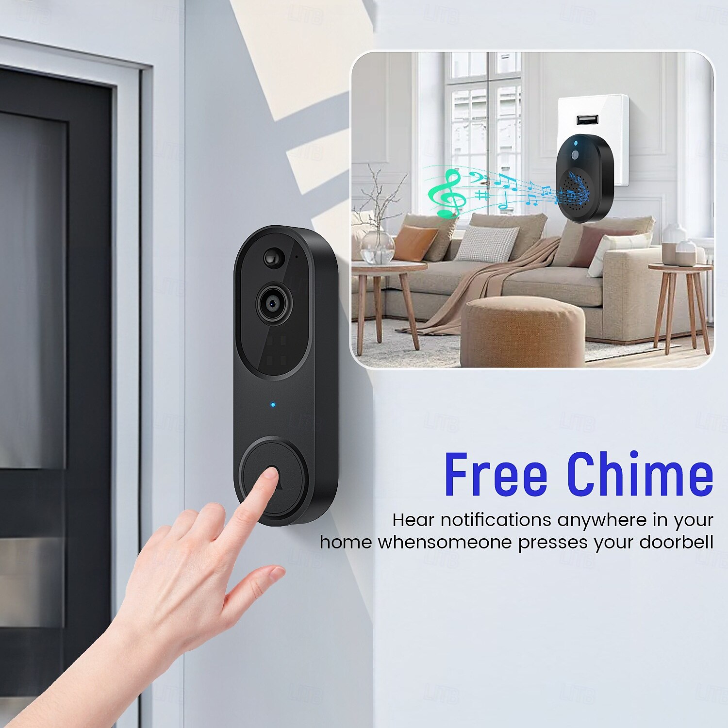 1080p video sonerie cameră inteligentă IA detecție umană vizualizare live inclusă sonerie 2,4 g wifi audio bidirecțional 2025 - $67.99 –P4