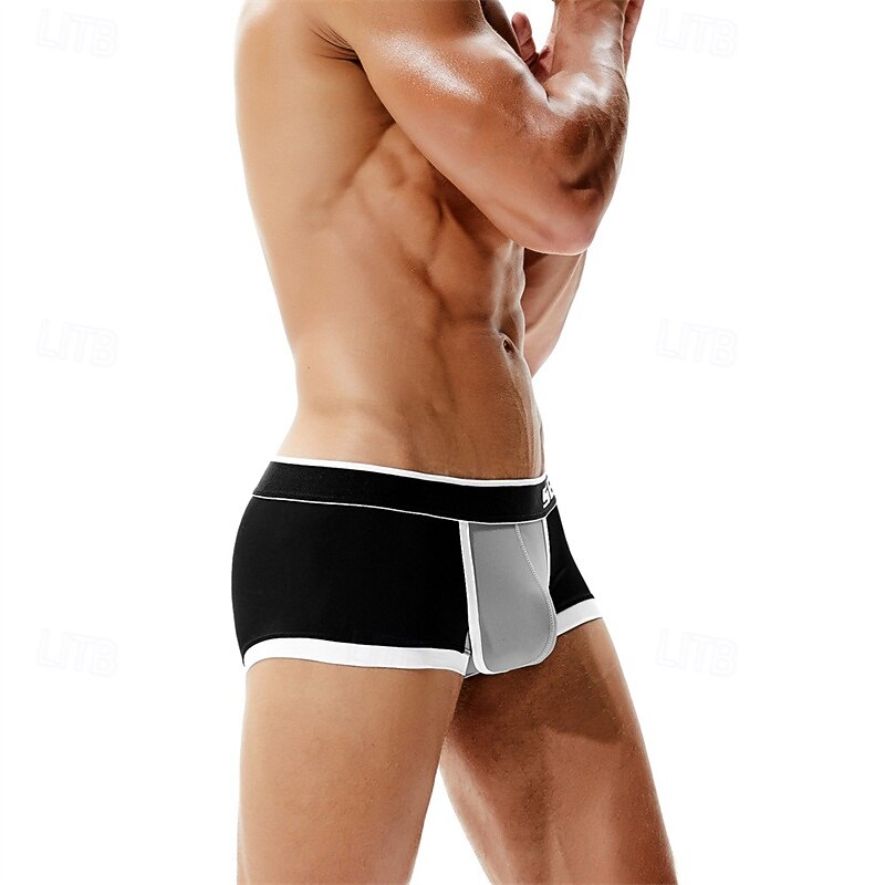 Herren 1 pc Unterwäsche Boxer Boxer-Shorts Patchwork Nylon Atmungsaktiv Weich Komfortabel Farbblock Buchstabe Mittlere Hüfthöhe Schwarz Rote 2025 - $10.49 –P2