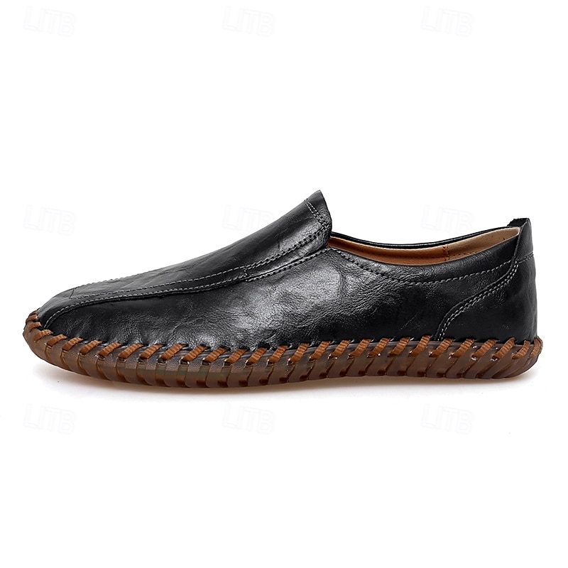 Men's White Faux Leather Slip-On Loafers with Hand-Stitched Sole – Lightweight Casual Shoes for Driving, Walking, and Summer Outfits 2025 - $46.99 –P7