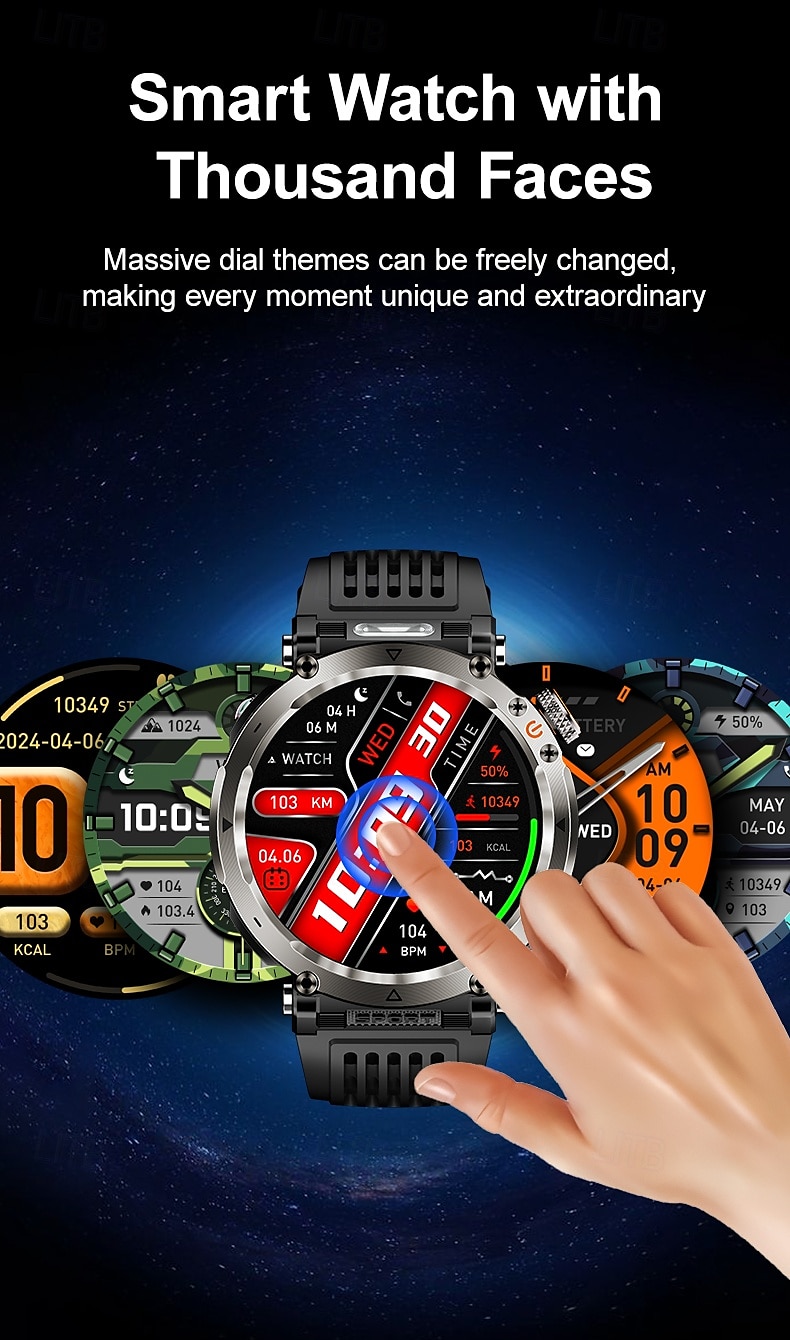HT30 Smart Watch Rugged Military Men's 1.7 inch 600mAh Battery Compass Sports Fitness Watches Bluetooth Call Smartwatch 2025 - $43.99 –P12