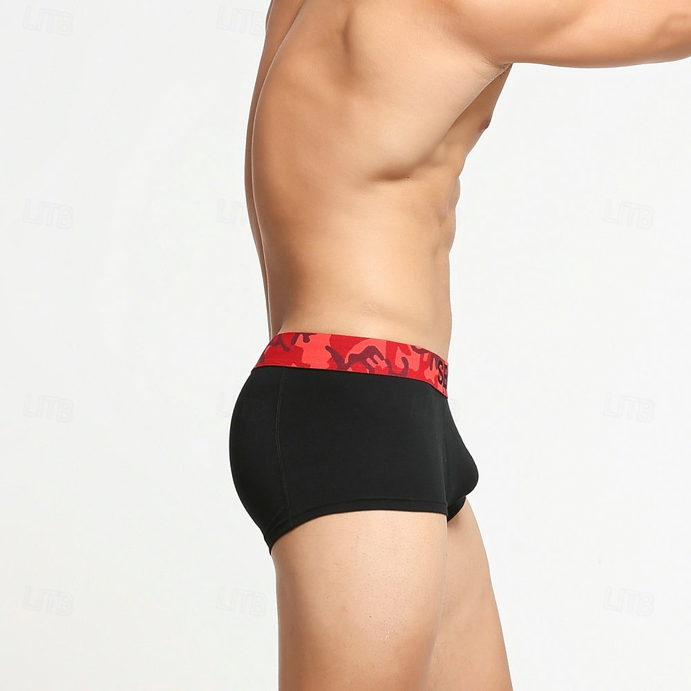 Herren 1 pc Unterwäsche Boxer Boxer-Shorts Patchwork 90% Baumwolle Atmungsaktiv Weich Komfortabel Farbblock Buchstabe Mittlere Hüfthöhe Schwarz Weiß 2025 - $8.99 –P9