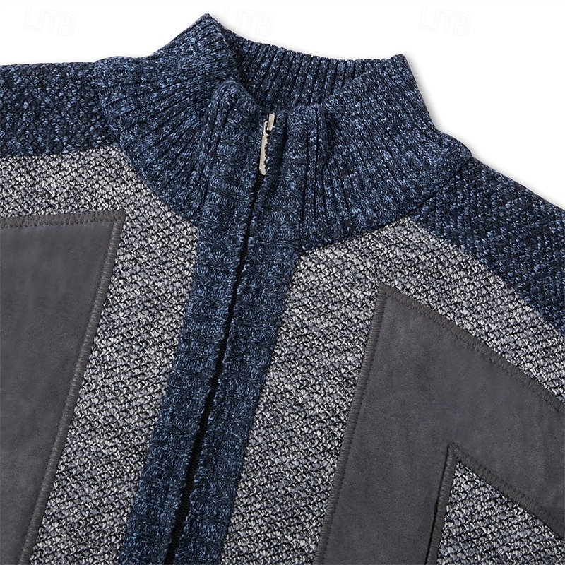 Herren Strickjacke Kleid Pullover Zip Pullover Reißverschluss Pullover Jacke Fleece Pullover Gerippt Stricken Standard Tasche Strick Farbblock Ständer Warm-Ups Casual Freizeitskleidung Bekleidung 2025 - $29.99 –P3
