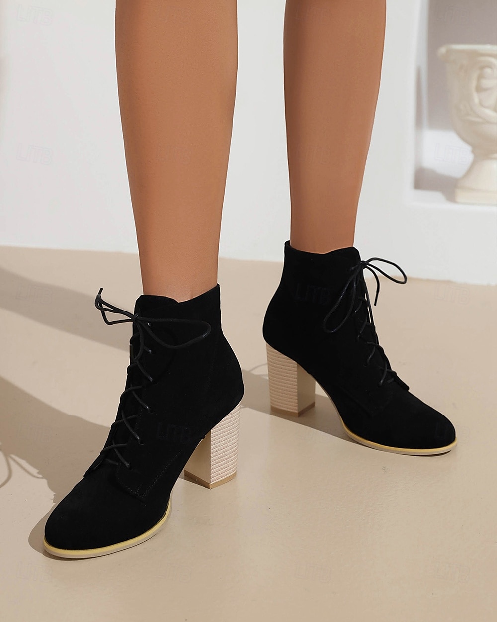 Botas femininas de salto alto com cadarço e salto bloco – calçados estilosos de inspiração vintage para o outono e roupas casuais de 2025 por $54.99 –P4