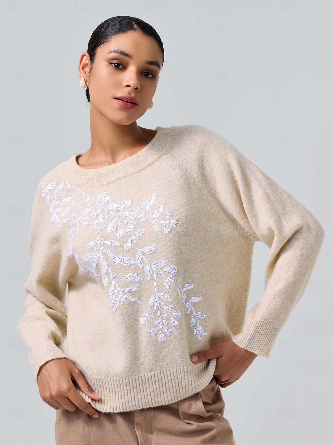pull en laine mélangée brodé en tricot de 2025 ? $69.99 –P1