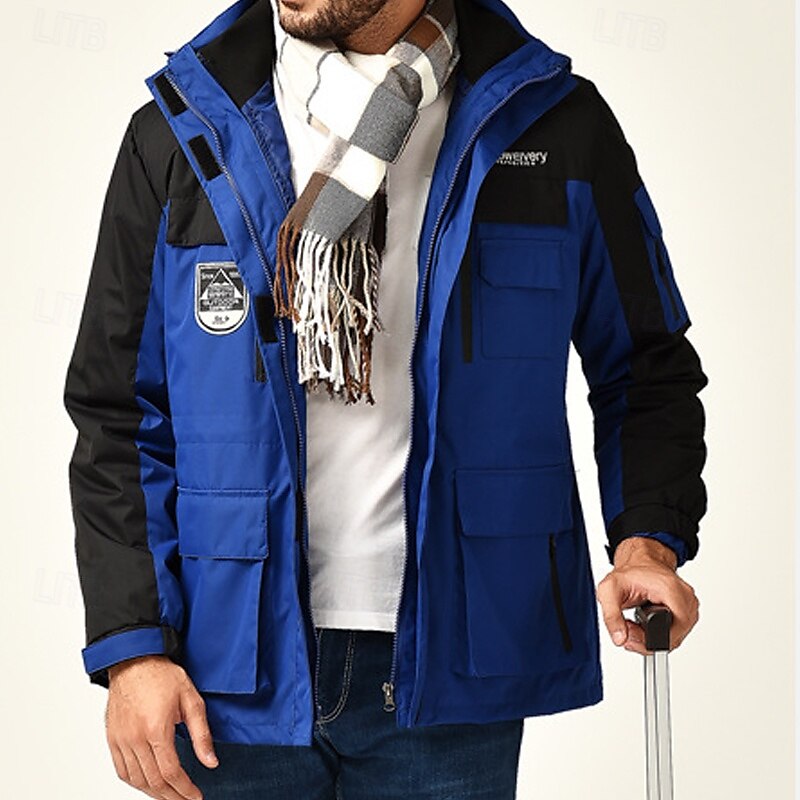 Hombre Chaqueta Softshell Chaqueta para senderismo Invierno Al aire libre Bloque de color Resistente al Viento Resistente al Agua Chaquetas 3-en-1 Chaqueta cortavientos Viaje Negro Marfil Azul Marino 2025 - $88.79 –P3