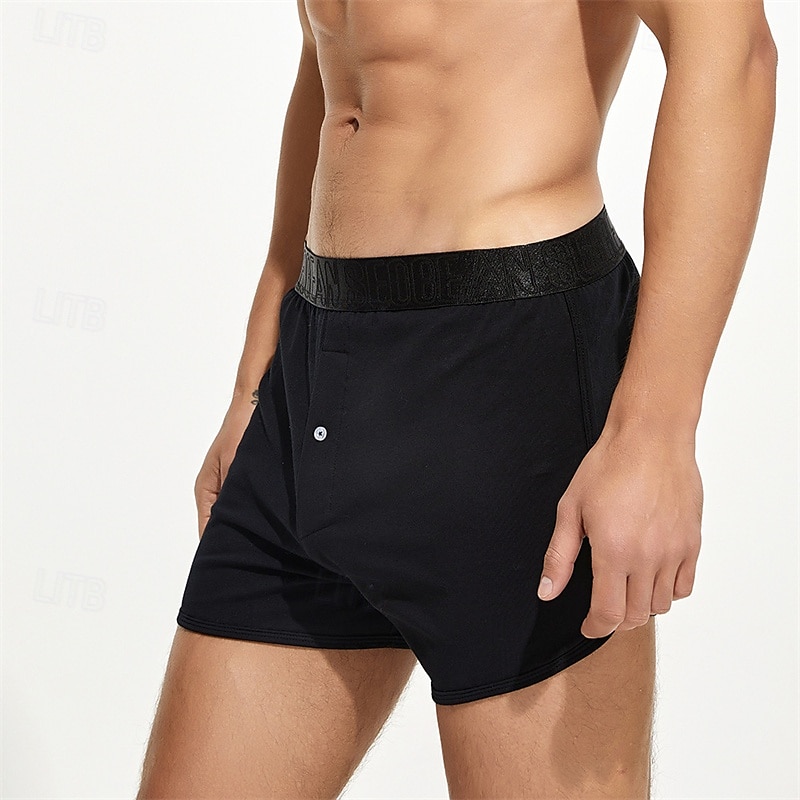 Men's 1 PCS Boxers Underwear Boxer Shorts Elastic Waist 50% Cotton Breathable Soft Comfortable Solid Color Mid Rise Black White 2025 - $11.49 –P16