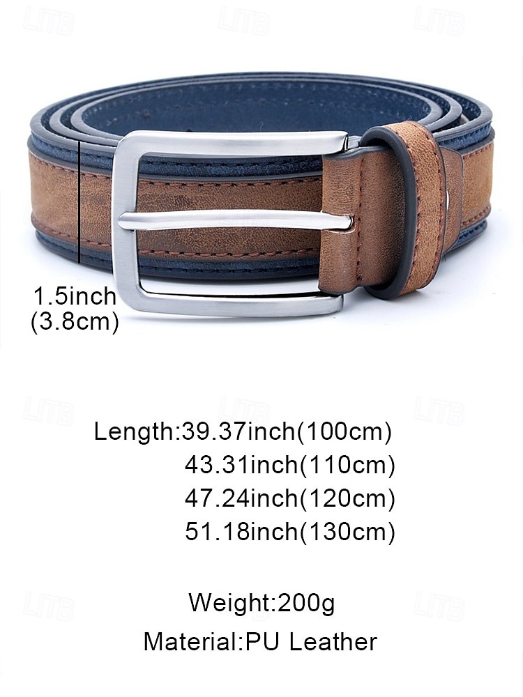 Men's Two-Tone Faux Leather Belt | Stylish Brown and Blue Design with Metal Buckle for Casual and Formal Wear 2026 - $14.99 –P7