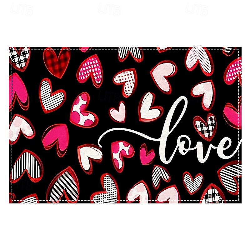 set di 4 tovagliette per San Valentino romantiche e decorative con motivi a forma di cuore o rosa resistenti e resistenti al calore perfette per aggiungere un tocco d'amore all'arredamento della tua del 2025 a $14.49 –P9