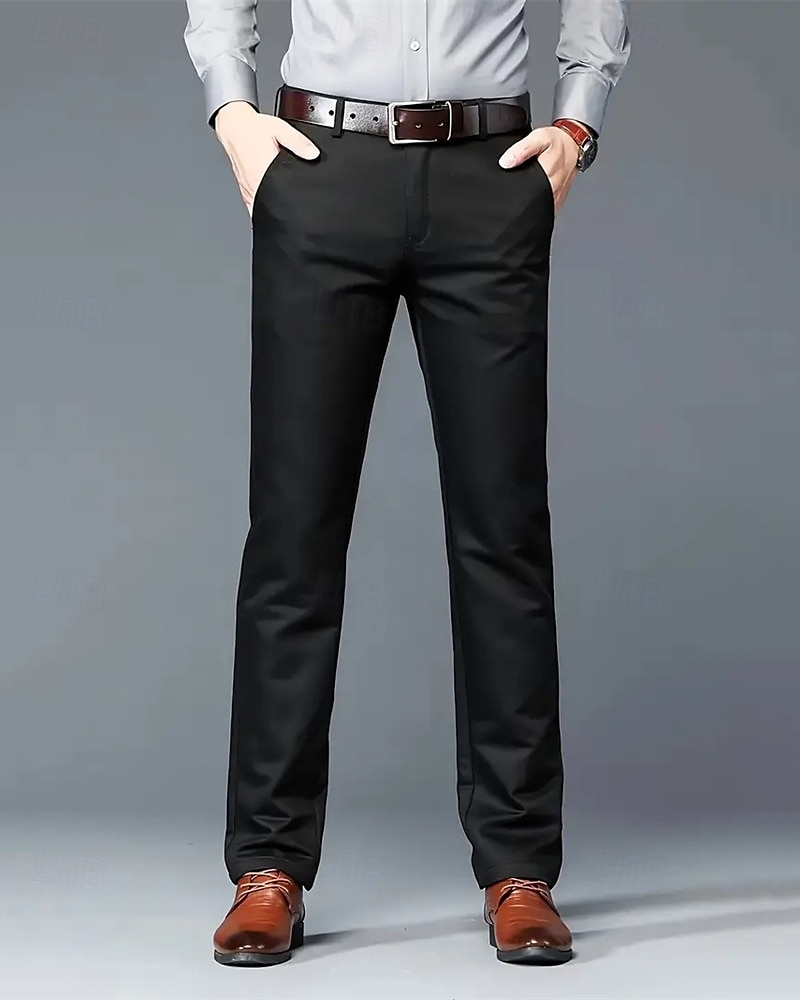 Men's Dress Pants Trousers Chinos Buttons Pocket Solid Colored Comfort Formal Party Work Fashion Classic Style Black White Micro-elastic 2025 - $27.99 –P5