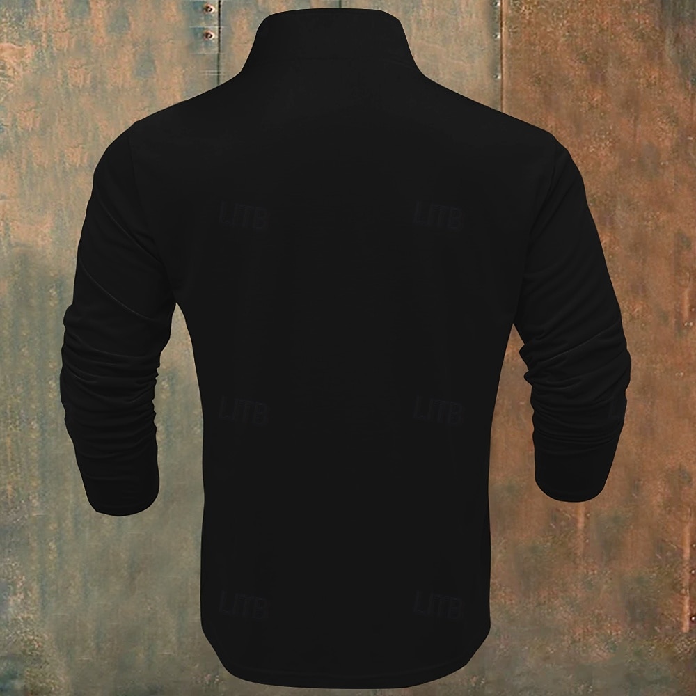 Herren Hirsch Poloshirts mit Reißverschluss Langarm Polo-Shirts Hemden mit Kragen Vintage Lässig Outdoor Straße Alltagskleidung 3D-Druck Frühling Herbst Winter Schwarz Braun Khaki 2025 - $24.99 –P2