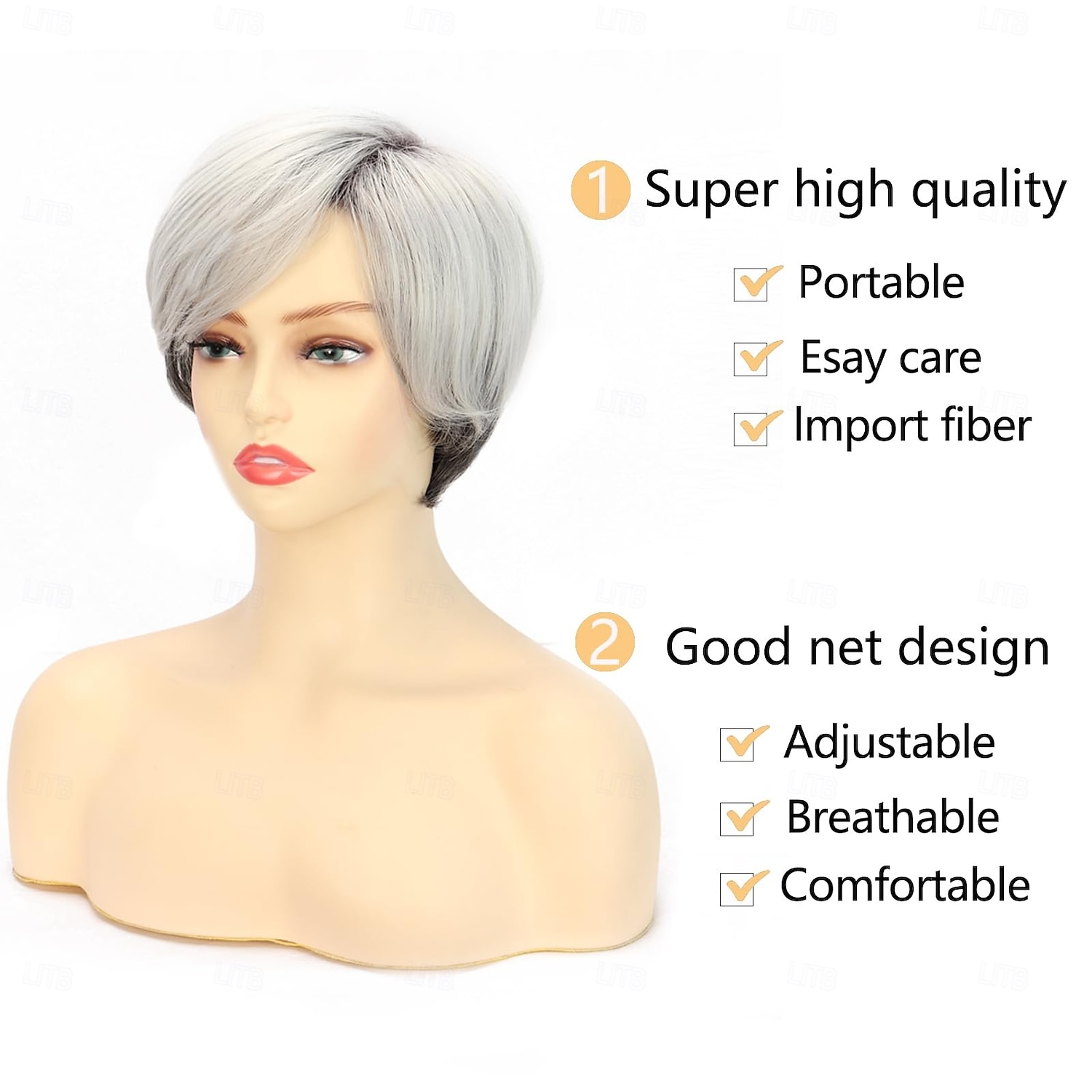 korte pruiken voor vrouwen gemengde pixie cut pruik recht synthetisch haar knippen zijscheiding omgekeerde zijscheiding pixie cut haar pruik met gelaagde swoop pony lijmloos bot 2025 - $18.99 –P6