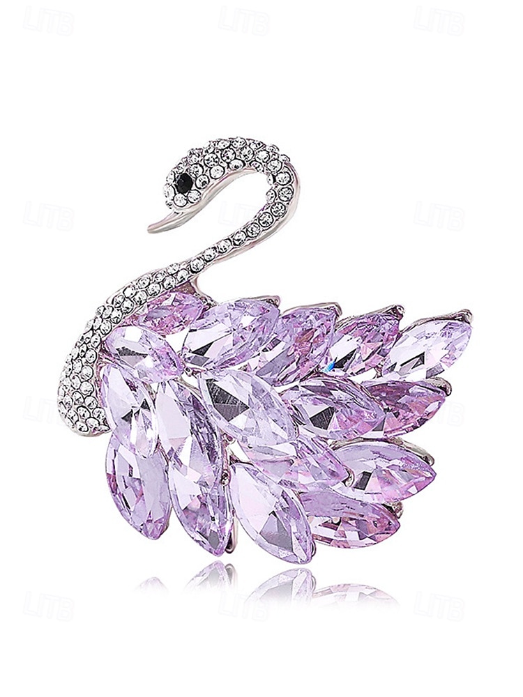 broșă elegantă cu lebădă cu ornamente cu strass - ac de cristal strălucitor pentru femei, perfectă pentru ținute formale și pentru cadouri 2025 - $9.99 –P13