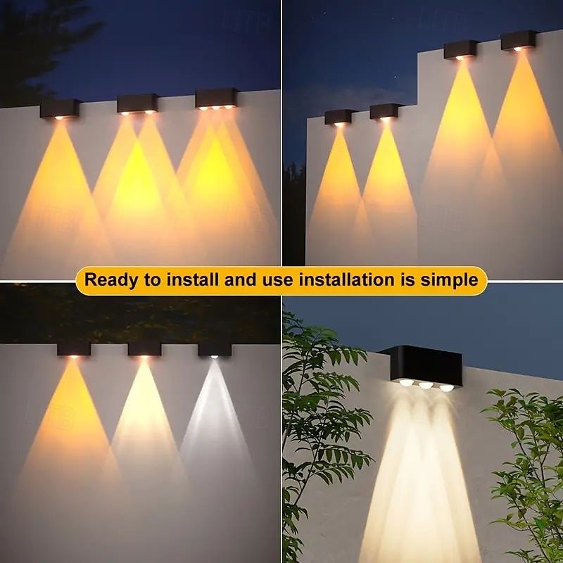 4/8pcs Solar Powered Outdoor Wall Lights Garden Pathway Step Lights High-Efficiency Silicon Panels No Wiring Required Optical Control with Installation Hardware 2025 - $27.99 –P5