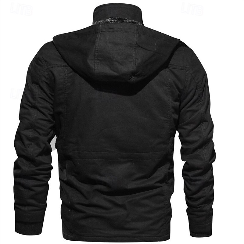 Pánské Trucker bunda Fleecová bunda Nákladní bunda Mikina s kapucí Dovolená Denní Zahřívací Kapsy Fleece Podzim zima Bez vzoru Módní Šik ven Kapuce Standardní Černá Hnědá Armádní zelená Saka 2025 - $58.99 –P12