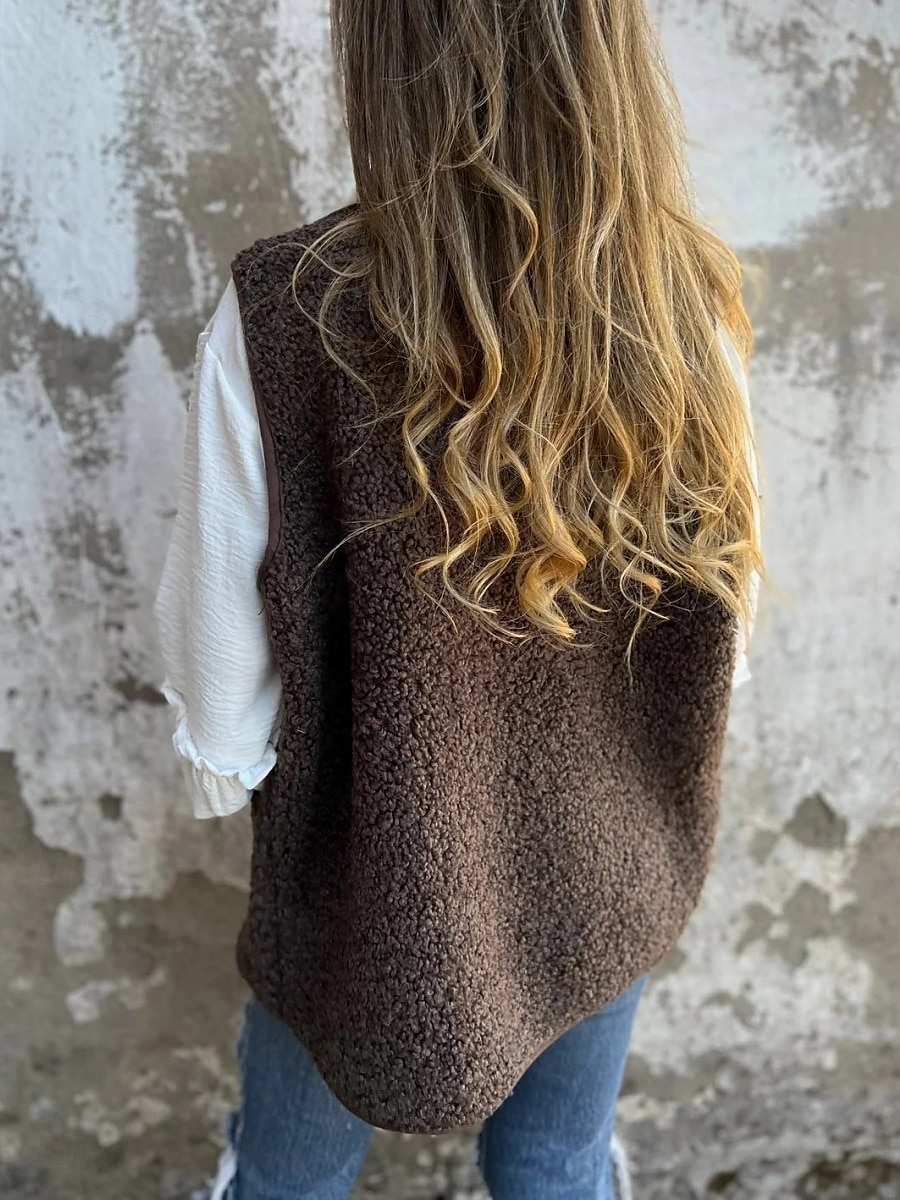 Dames Vest Buiten Straat Dagelijks Herfst Winter Normaal jas Normale pasvorm Houd Warm Ademend Hedendaags Stijlvol Jacks Mouwloos Effen Kleur Met zakken Zwart Rood Koffie 2025 - $32.99 –P2
