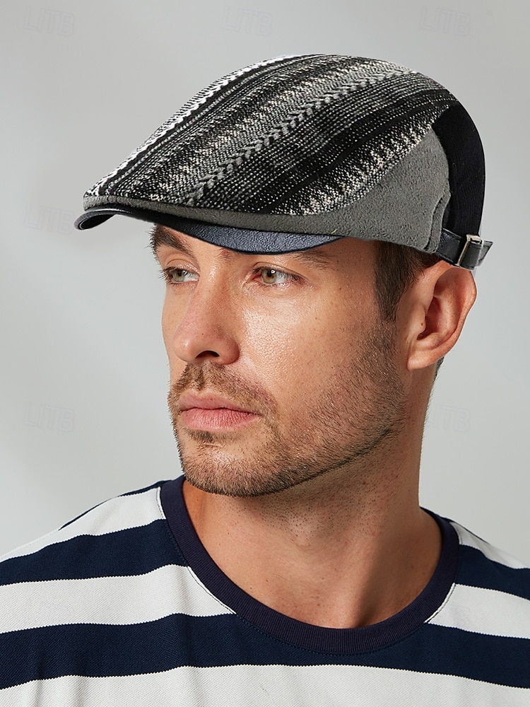 casquette à chevrons pour homme avec lanière en cuir réglable - casquette plate de style vintage, idéale pour les vêtements décontractés et les activités de plein air de 2025 ? $14.99 –P1