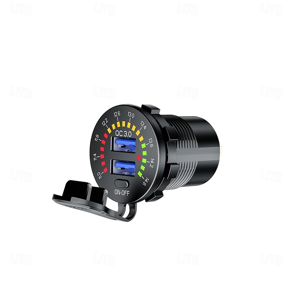 12-24 V Dual-USB-Autoladebuchse mit buntem Digitalvoltmeter QC 3.0 Schnellladefunktion für Busse, Anhänger und Boote 2025 - $35.99 –P5
