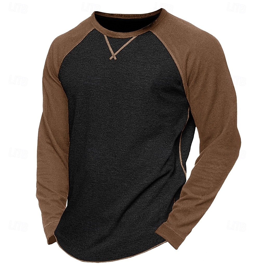Men's 60% Cotton Raglan Sleeve Sweatshirt Tee Top Long Sleeve Shirt Solid Color Crew Neck Outdoor Street Long Sleeve Color Block Clothing Apparel Daily Casual Street Style 2025 - $18.99 –P7