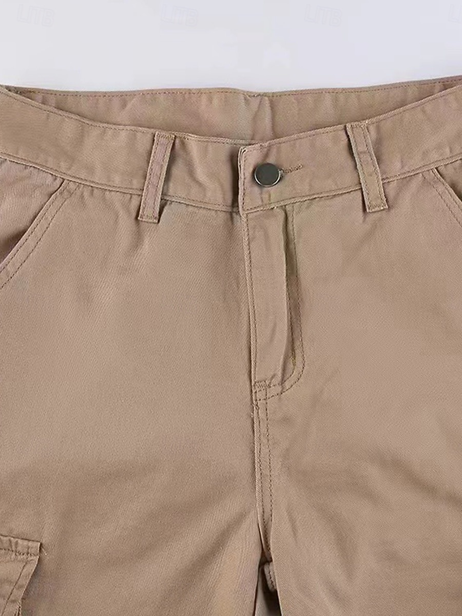 Dámské Kargo kalhoty Plná délka Pevná barva Tmavě šedá Trávová zelená Khaki Jaro & podzim 2025 - $36.99 –P4