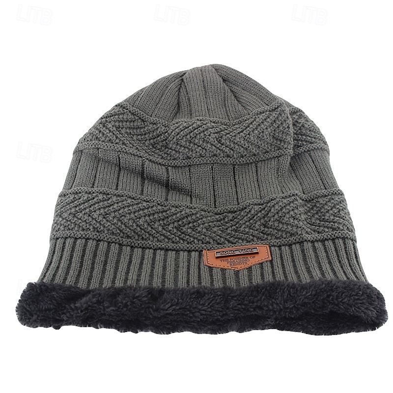 Herren Beanie Mütze Grau Baumwolle Reise Skullies & Beanies Outdoor Urlaub Glatt Windundurchlässig Warm 2025 - $8.99 –P3