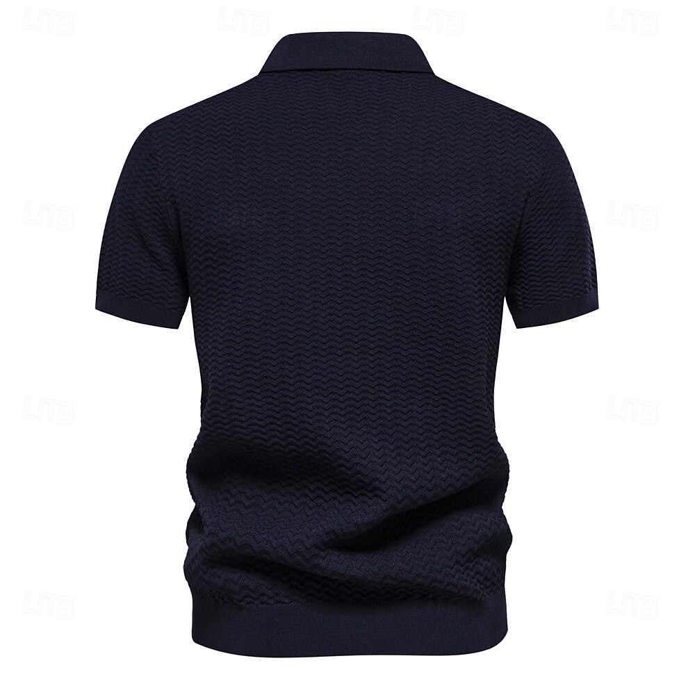 Per uomo Polo con zip Lavoro Affari Collo ripiegato Manica Corta Blocco di colori Cerniera Estate Primavera Autunno Bianco perla Nero Blu marino Polo con zip del 2025 a $27.99 –P4