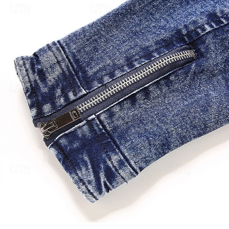 Pánské Lehká bunda Jean bunda Kot Ceketler Formální Domů Rüzgarlık Zip Jaro Podzim Zima Pevná barva Módní Stojáček Standardní Černá Vodní modrá Saka 2025 - $80.99 –P9