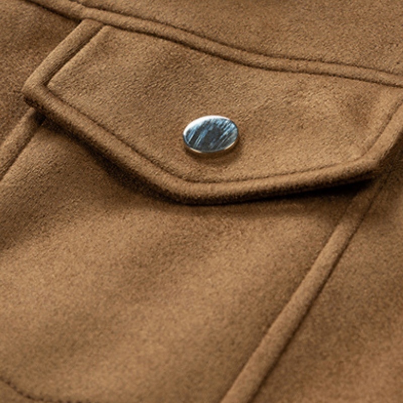 Hombre Chaqueta ligera Chaqueta de gamuza sintética Hogar Oficina Cortavientos Bolsillo Invierno Primavera & Otoño Color sólido Vintage Estilo clásico Regular Negro Marrón Chaquetas 2026 - $75.99 –P5