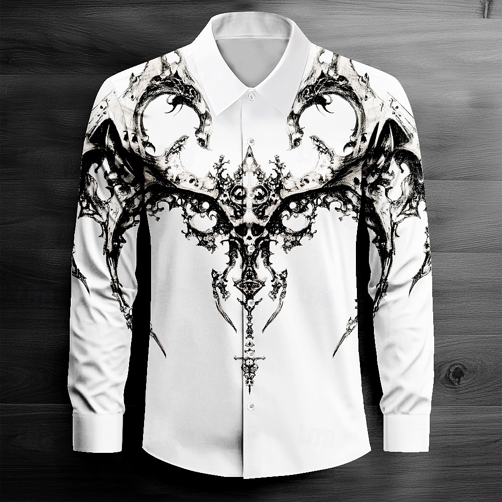 Per uomo Teschi cool Camicia con Bottoni Manica Lunga Moda Casual Abbigliamento da sera Streetwear Quotidiano Autunno Inverno Primavera & Estate Colletto a Camicia Cardigan con Bottoni Stampa 3D Blu del 2026 a $28.99 –P1